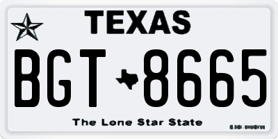 TX license plate BGT8665