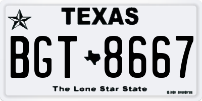 TX license plate BGT8667