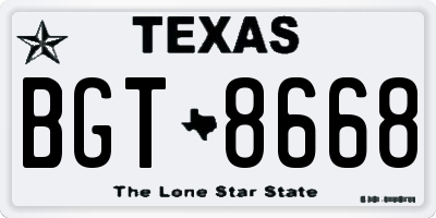 TX license plate BGT8668