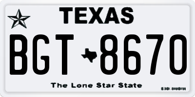 TX license plate BGT8670