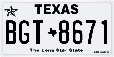 TX license plate BGT8671