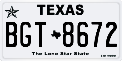TX license plate BGT8672