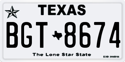 TX license plate BGT8674