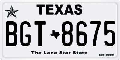 TX license plate BGT8675