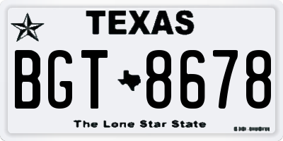TX license plate BGT8678