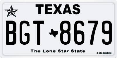 TX license plate BGT8679