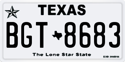 TX license plate BGT8683