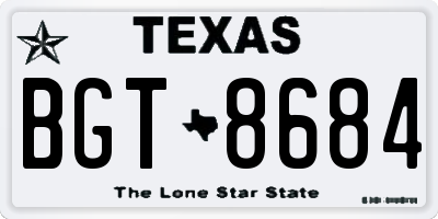 TX license plate BGT8684