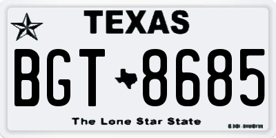TX license plate BGT8685