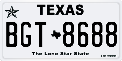 TX license plate BGT8688