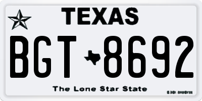 TX license plate BGT8692