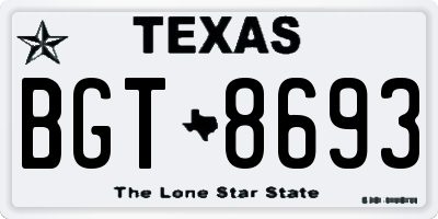TX license plate BGT8693