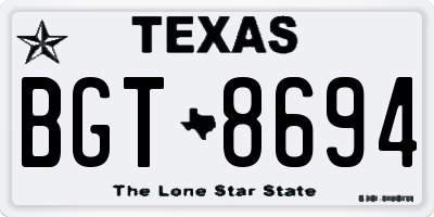 TX license plate BGT8694