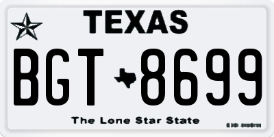 TX license plate BGT8699