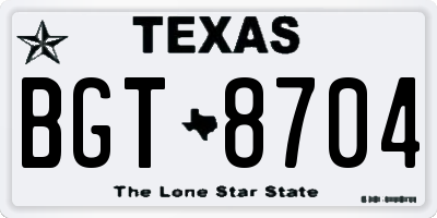 TX license plate BGT8704