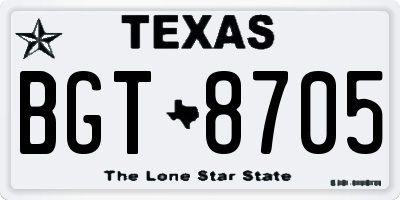 TX license plate BGT8705