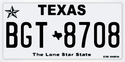 TX license plate BGT8708