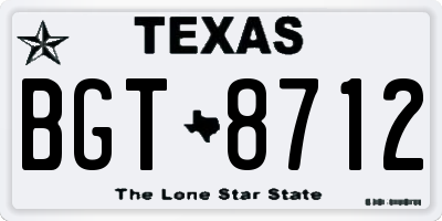 TX license plate BGT8712