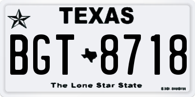 TX license plate BGT8718