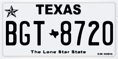 TX license plate BGT8720