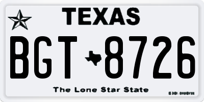 TX license plate BGT8726