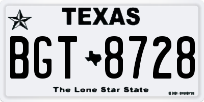 TX license plate BGT8728