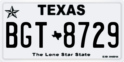 TX license plate BGT8729