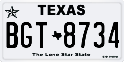 TX license plate BGT8734