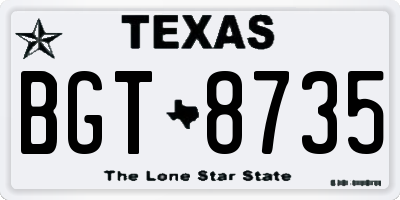 TX license plate BGT8735