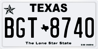 TX license plate BGT8740