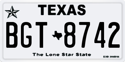 TX license plate BGT8742