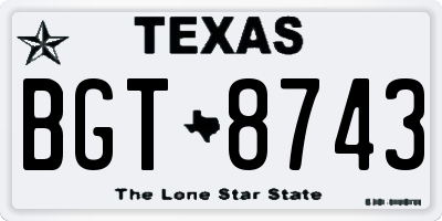 TX license plate BGT8743