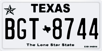 TX license plate BGT8744