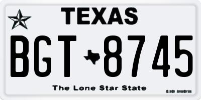 TX license plate BGT8745