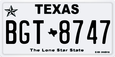 TX license plate BGT8747