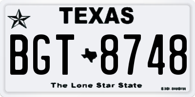 TX license plate BGT8748