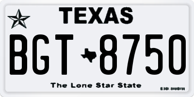 TX license plate BGT8750