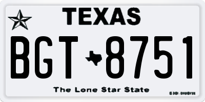 TX license plate BGT8751