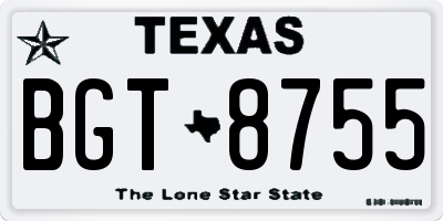 TX license plate BGT8755