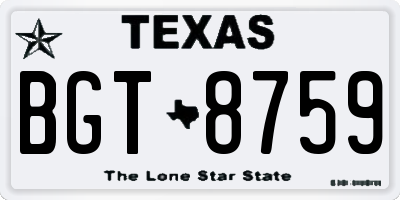 TX license plate BGT8759