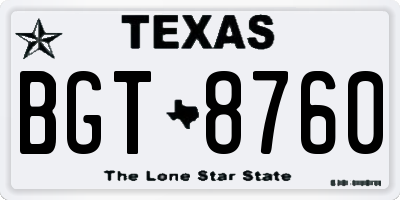 TX license plate BGT8760