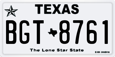 TX license plate BGT8761