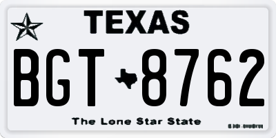 TX license plate BGT8762