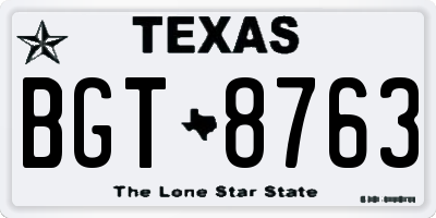 TX license plate BGT8763