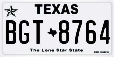 TX license plate BGT8764