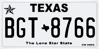 TX license plate BGT8766