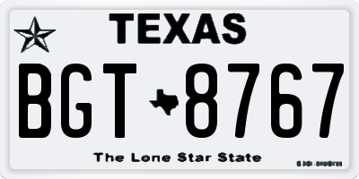 TX license plate BGT8767