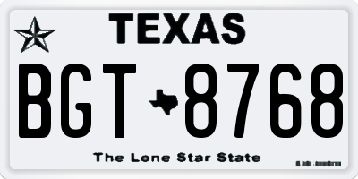 TX license plate BGT8768