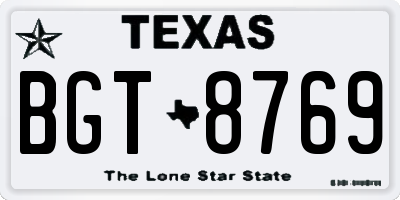 TX license plate BGT8769