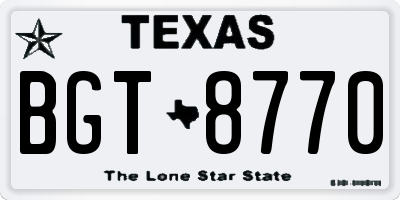 TX license plate BGT8770